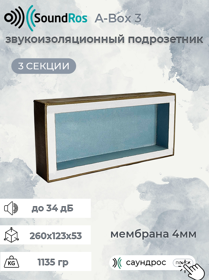 Звукоизоляционный подрозетник SoundRos A-Box 3 поста