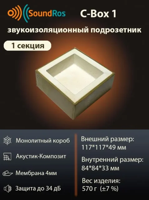 звукоизоляционный подрозетник 1 пост