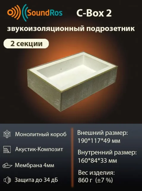 звукоизоляционный подрозетник 2 поста