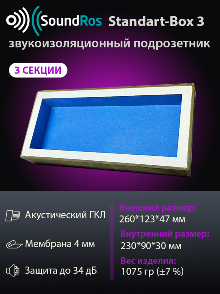 Звукоизоляционный подрозетник Standart-Box 3