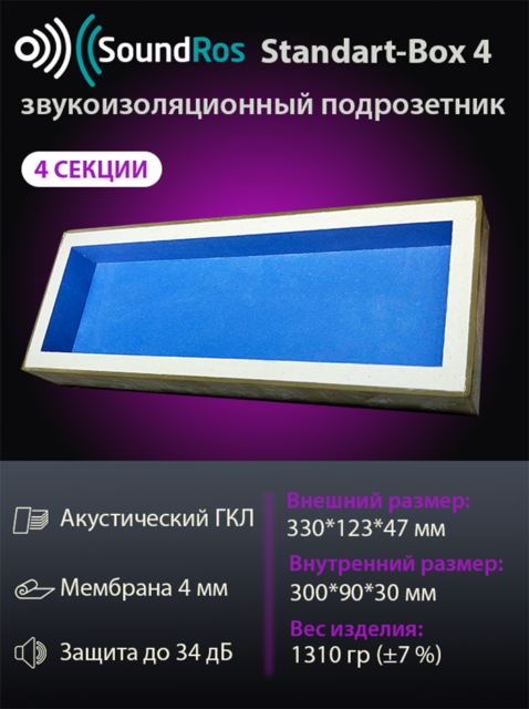 Звукоизоляционный подрозетник Standart-Box 4