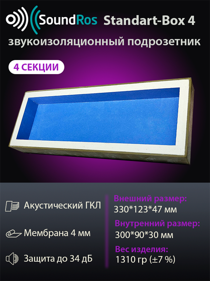 Звукоизоляционный подрозетник Standart-Box 4